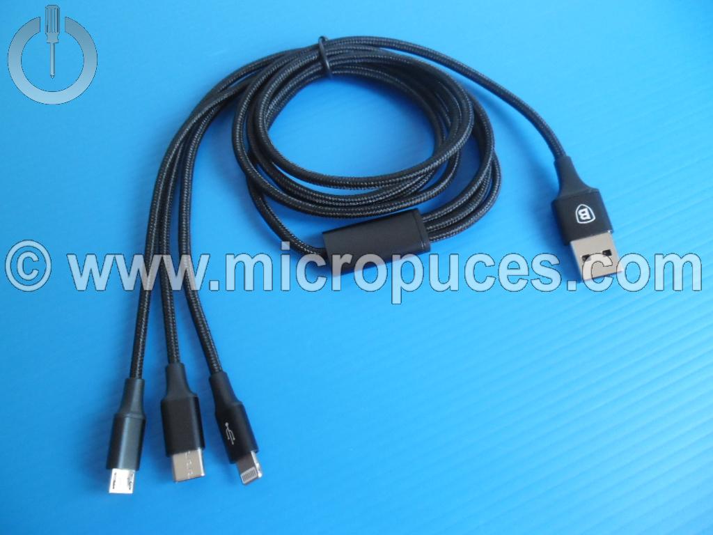 Câble Micro Usb 10 En 1 Pour Chargeur Multiple, 1 Pièce, Cordon