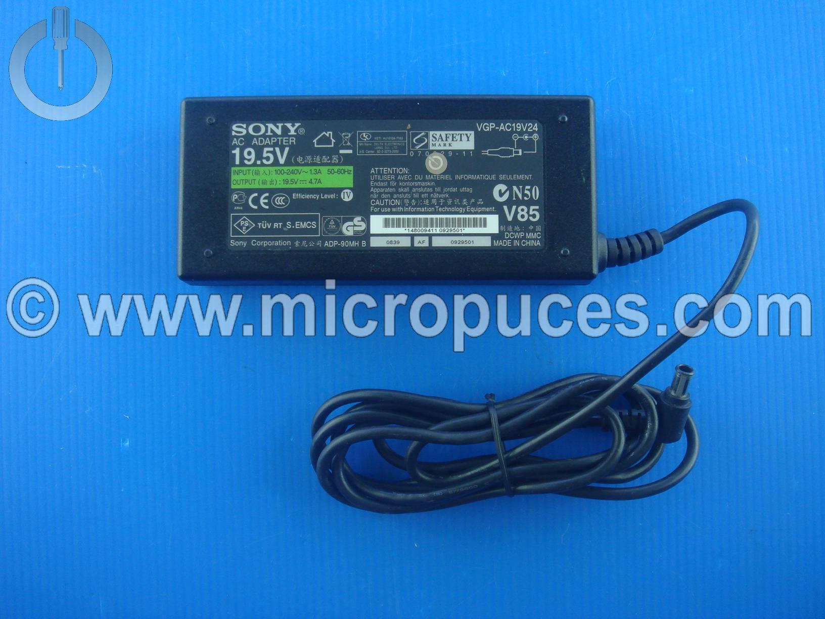 Chargeur Alimentation 19.5V 4.7A pour Sony VGP-AC19V24