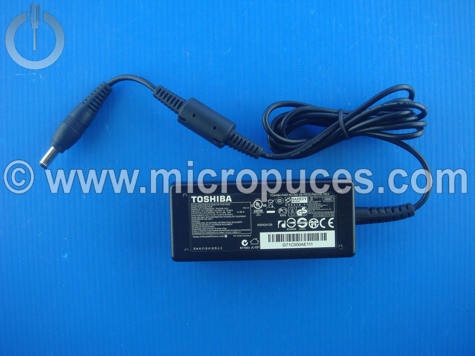 Chargeur alimentation 19V 1.58A pour TOSHIBA