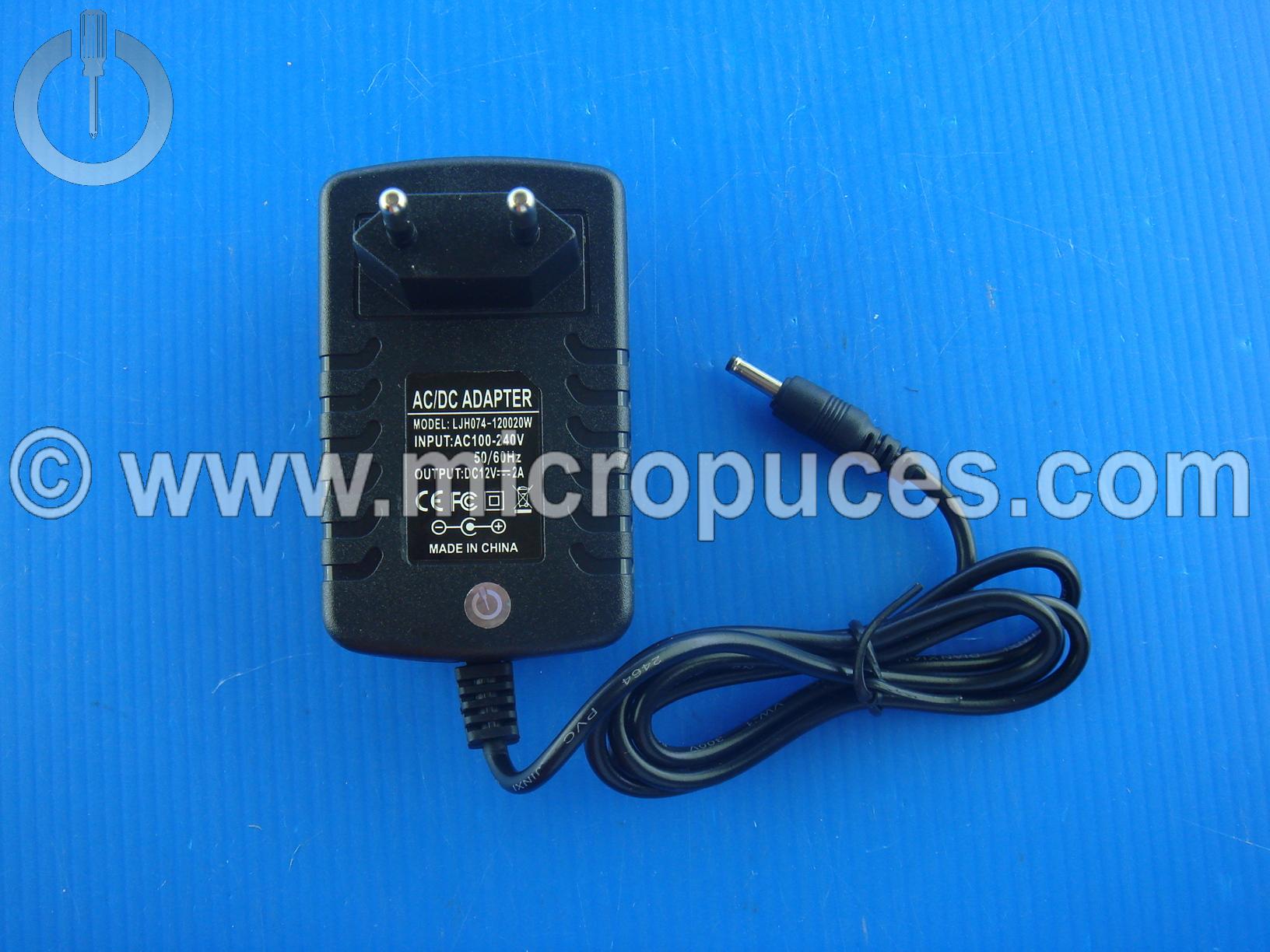 Chargeur Alimentation 12V 2A Archos Arnova Memup Thomson... (embout 3.5mm)