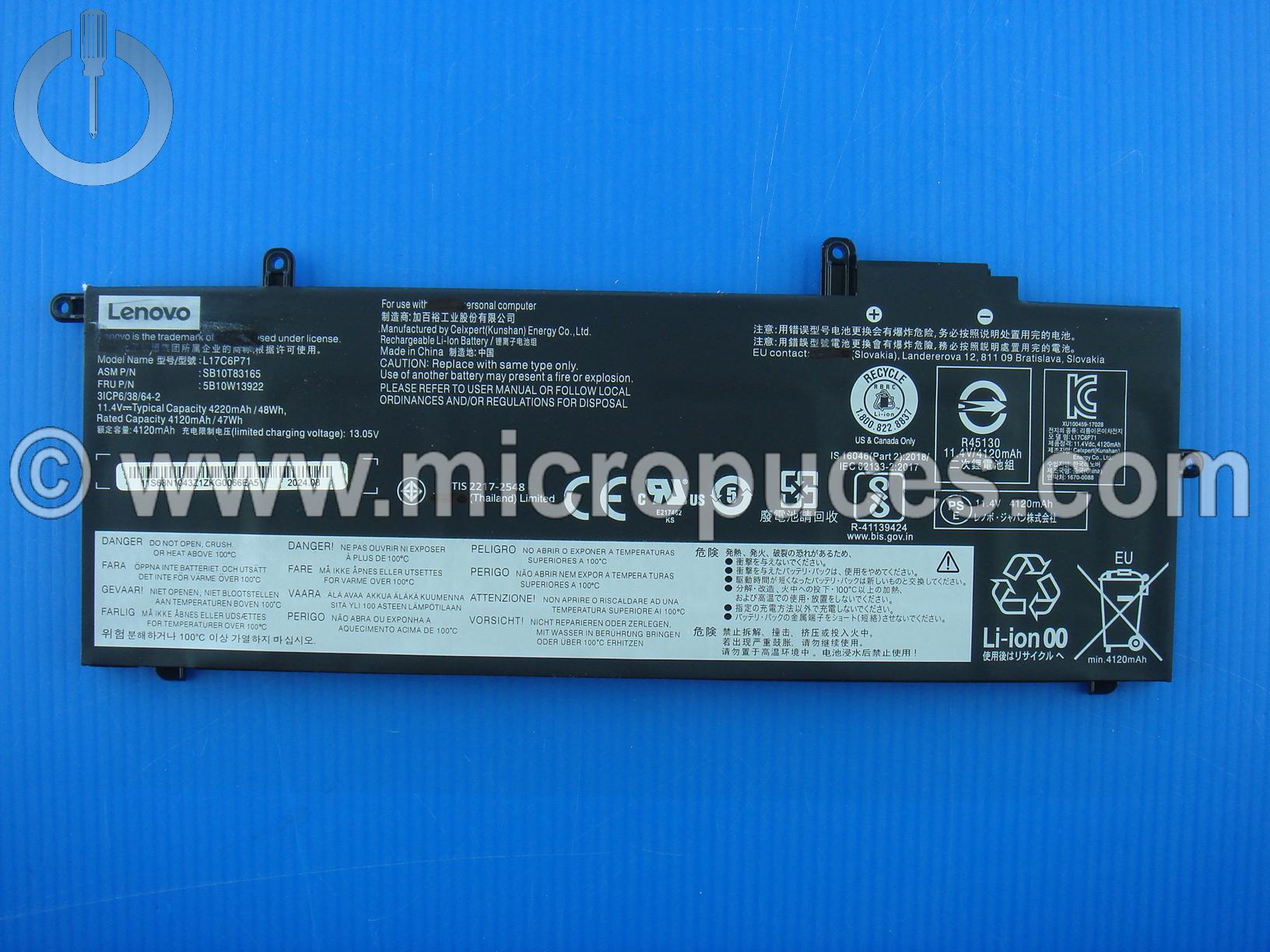 Batterie d'origine Lenovo L17M6P71