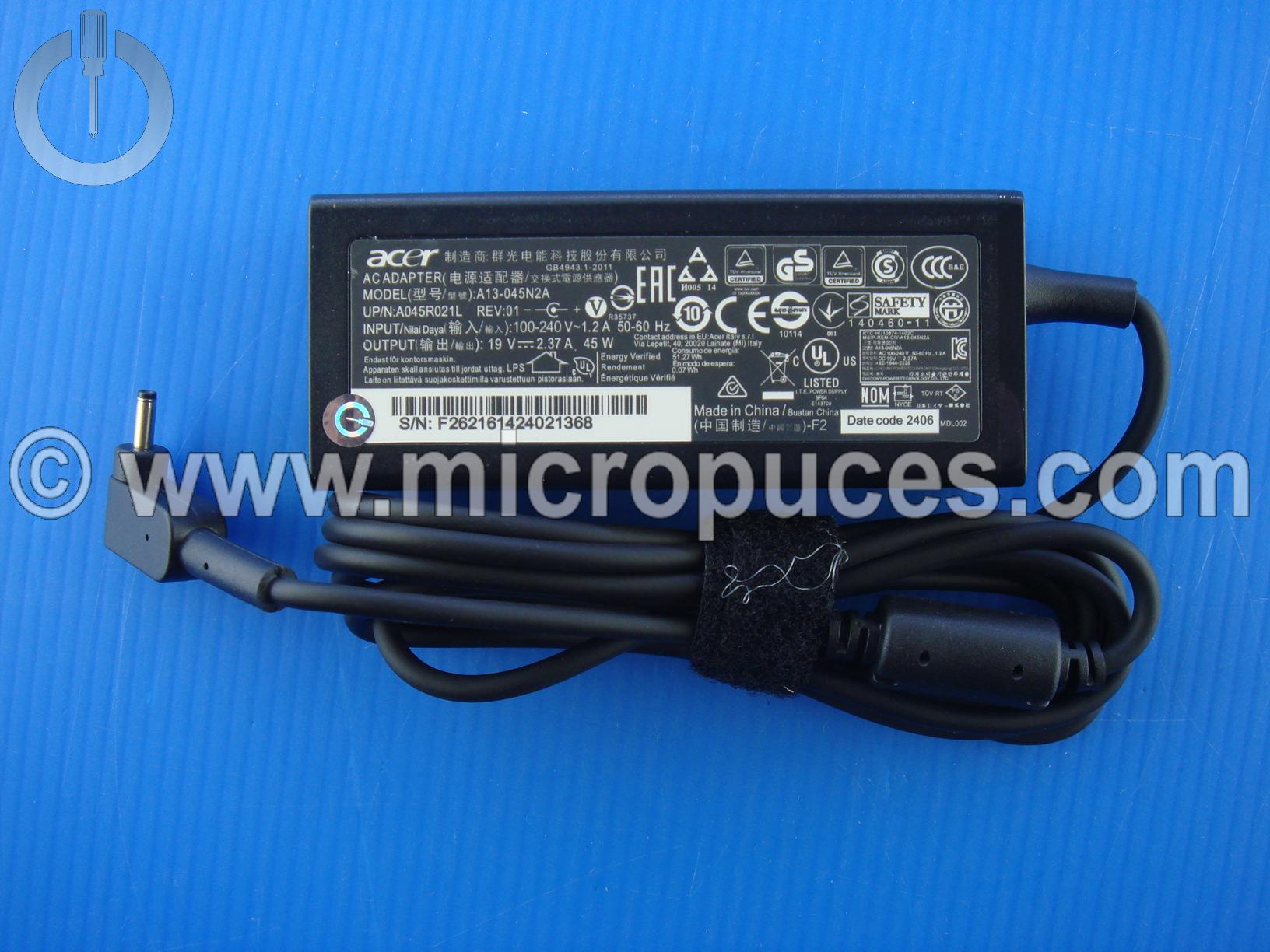 Chargeur pour ACER 45W 19V