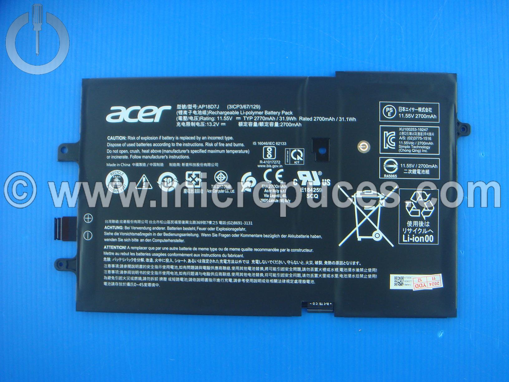 Batterie d'origine pour ACER Swift 7 SF714-52T