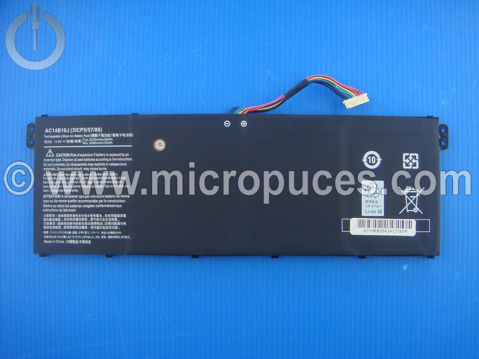 Batterie de remplacement 11.4v pour ACER ES1-512 V3-371