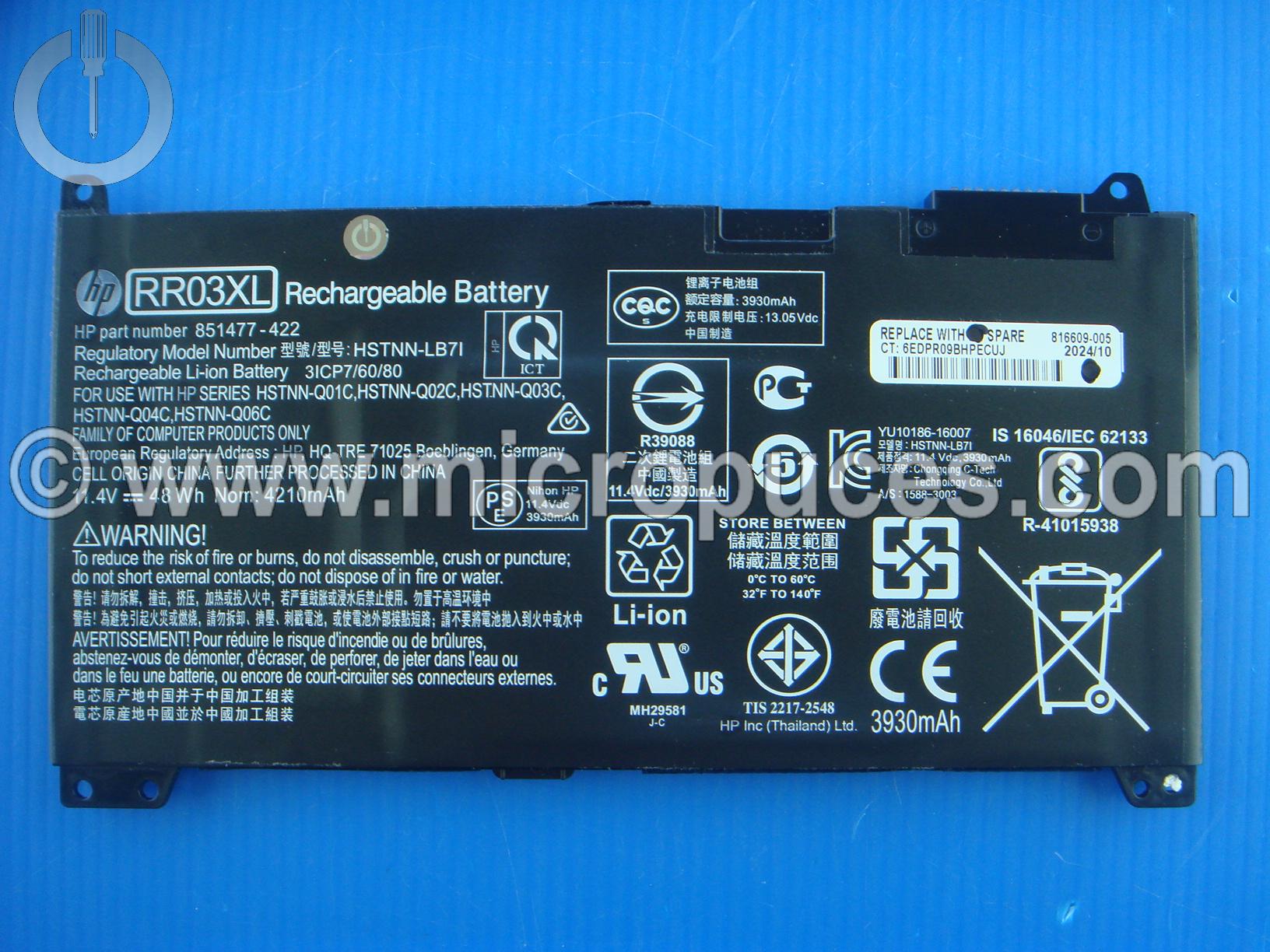 Batterie d'origine HP RR03XL