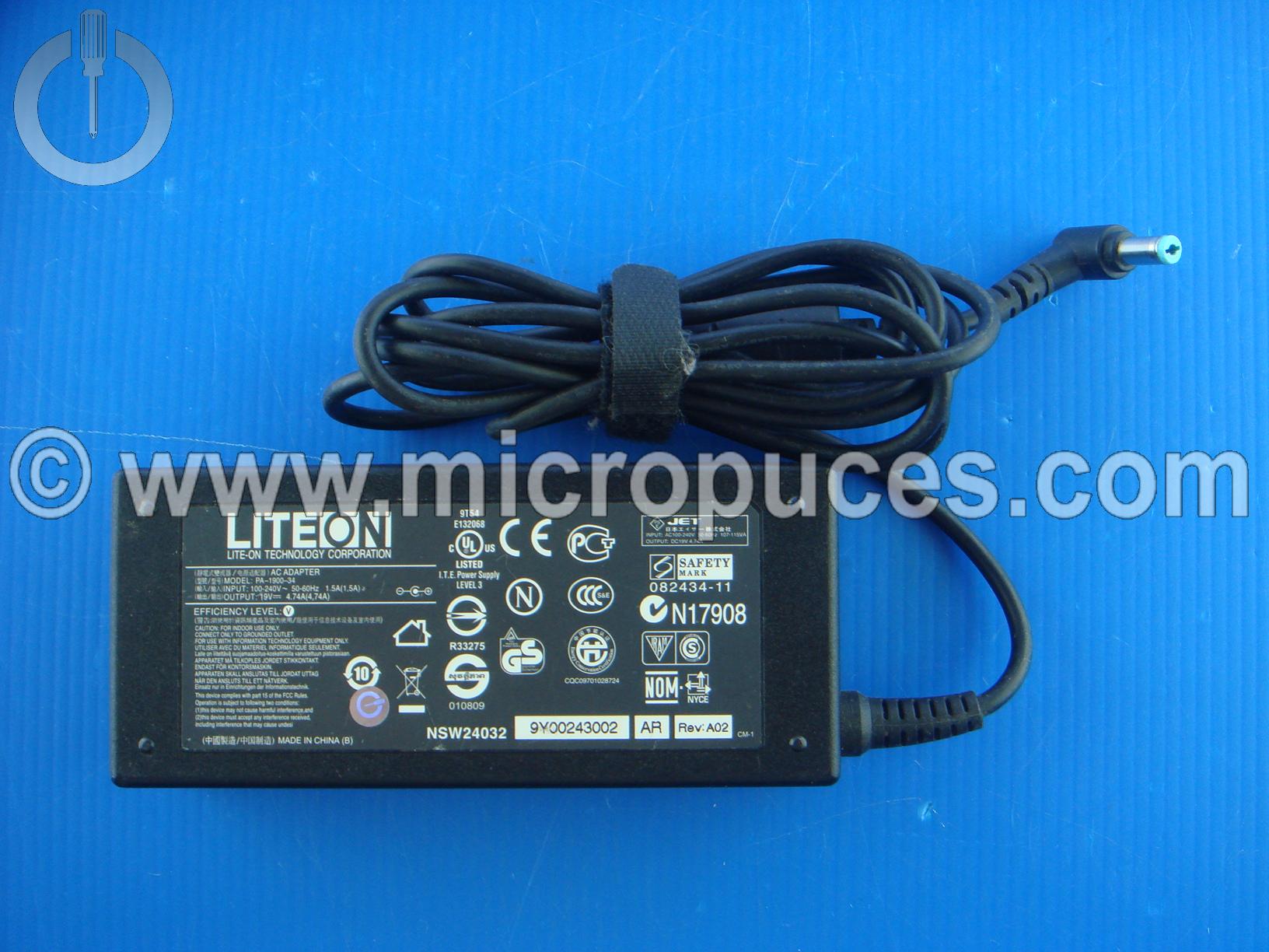 Chargeur Alimentation 90W pour ACER connecteur bleu