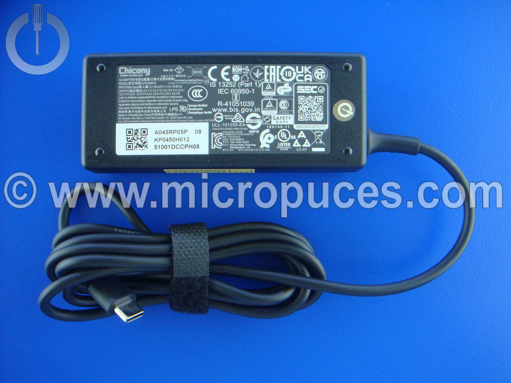 Chargeur Acer 45W USB-C
